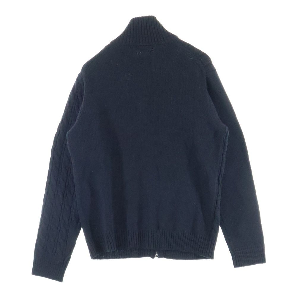 LACOSTE ラコステ ワンポイントロゴデザイン クレイジーニッティング ハイネック ジップアップ カーディガン ブラック AH9364