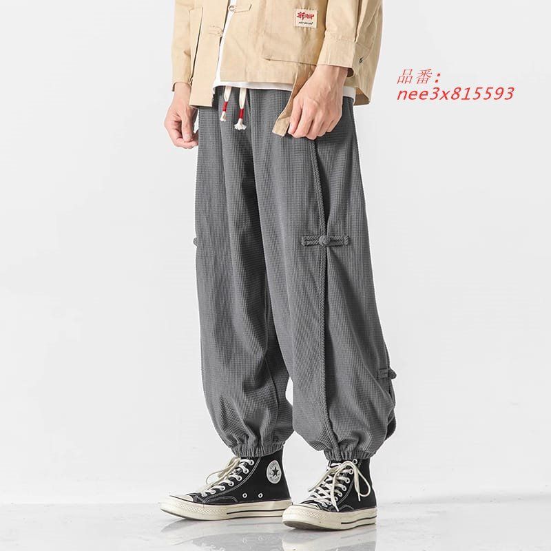 チャイナパンツ メンズ 中華風 カンフーパンツ 男性用 ゆったり ハーレムパンツ チャイナボタン エスニック スクエアコーデュロイ ワイドレッグ nee3x815593