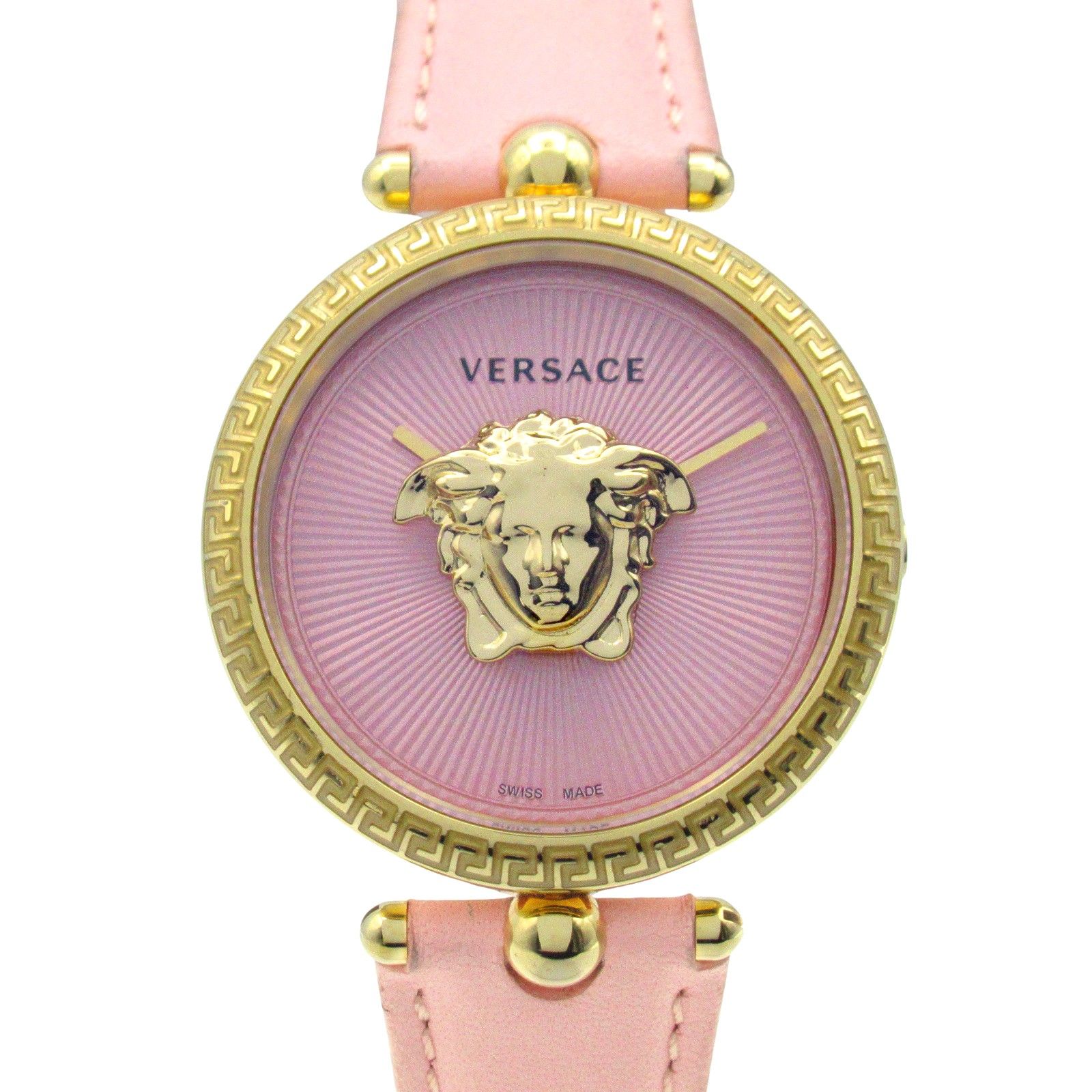 ヴェルサーチ VERSACE 腕時計 パラッツォ エンパイア VECQ00518 ピンク GP ゴールドメッキ レザーベルト パラッツォ エンパイア レディース Used A