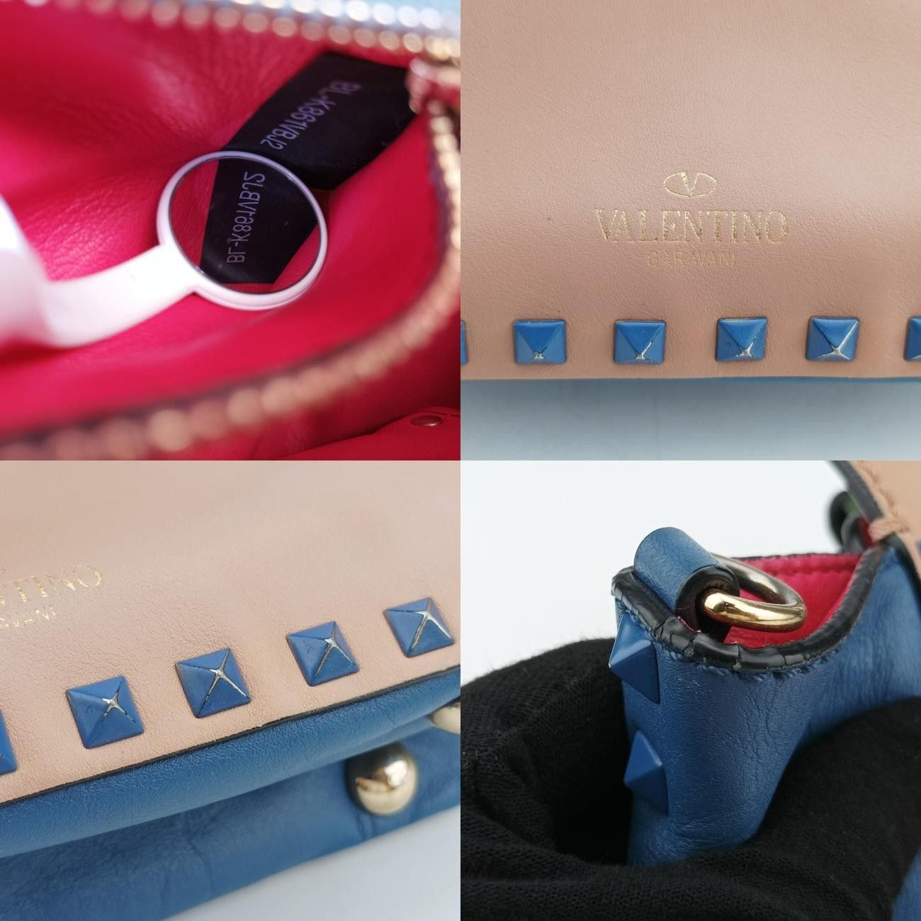 ヴァレンティノValentinoロックスタッズベージュ×ピンク×ブルー×グリーンレザーBL-K861VBJ2