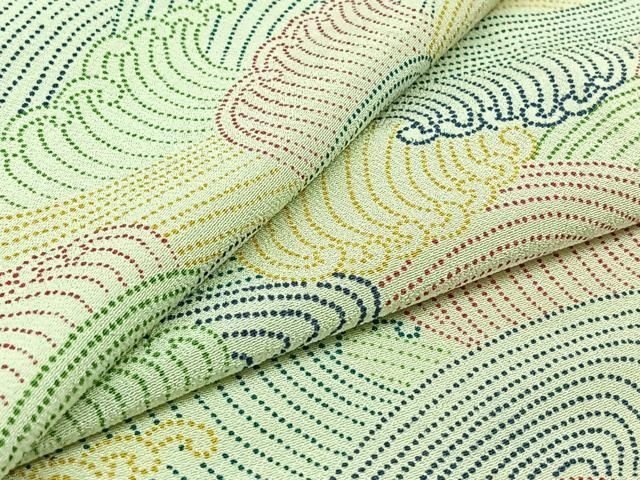 平和屋着物▽上質な小紋 単衣 立波文 正絹 逸品 AABC3188jh