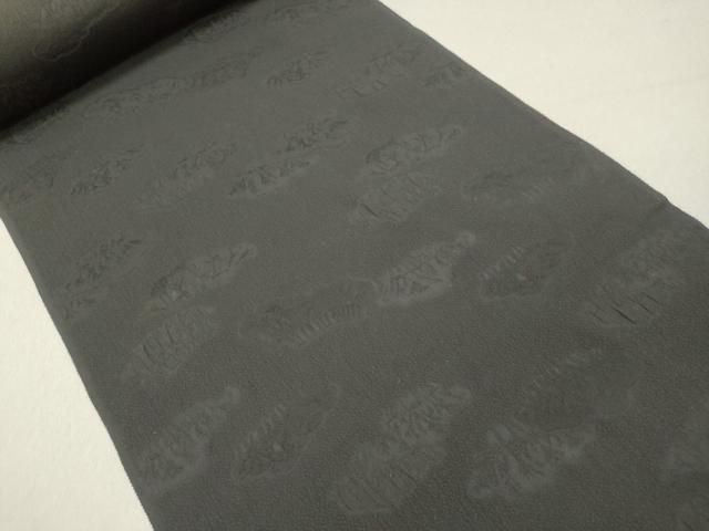 平和屋着物▽羽織・コート 黒生地 反物 羽尺 駒綸子 松地紋 逸品 未