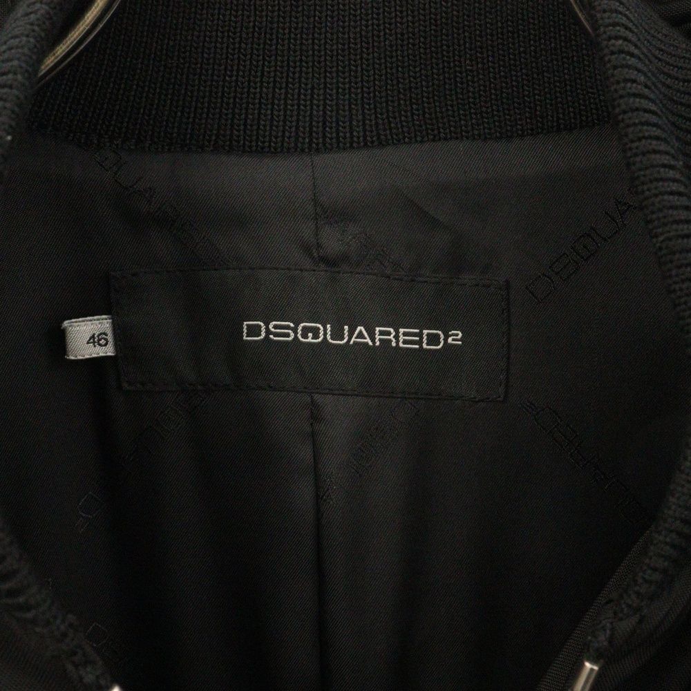 DSQUARED2 ディースクエアード ウール ジップアップ フロントポケット レイヤードデザイン フーデッド ロングコート ジャケット ブラック DSQUARED2 (ディースクエアード) ウール ジップアップ フロント