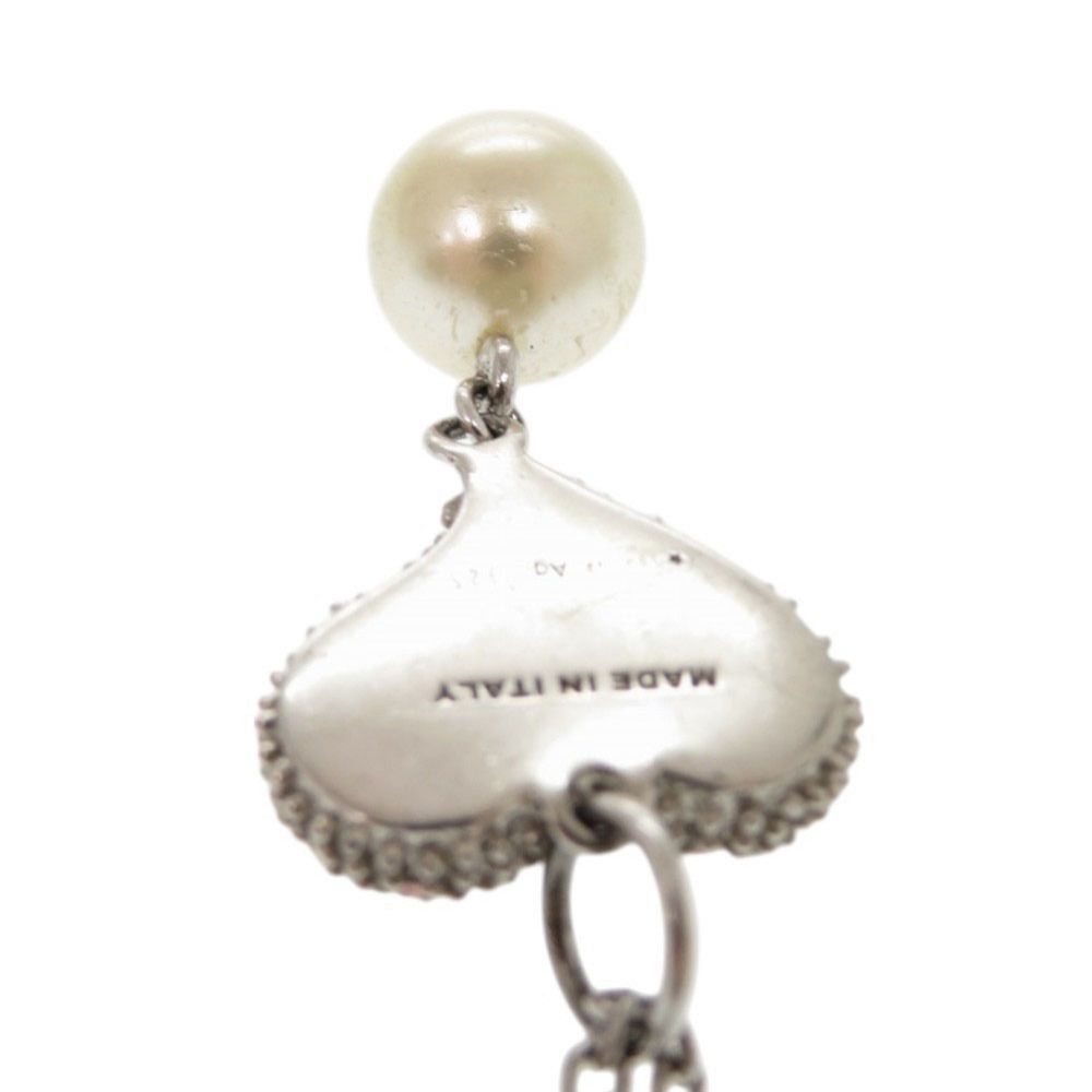 【美品】miumiu ロゴ ネックレス ハートチャーム付き ラインストーン 美品】miumiu ロゴ ネックレス ハートチャーム付き ライン