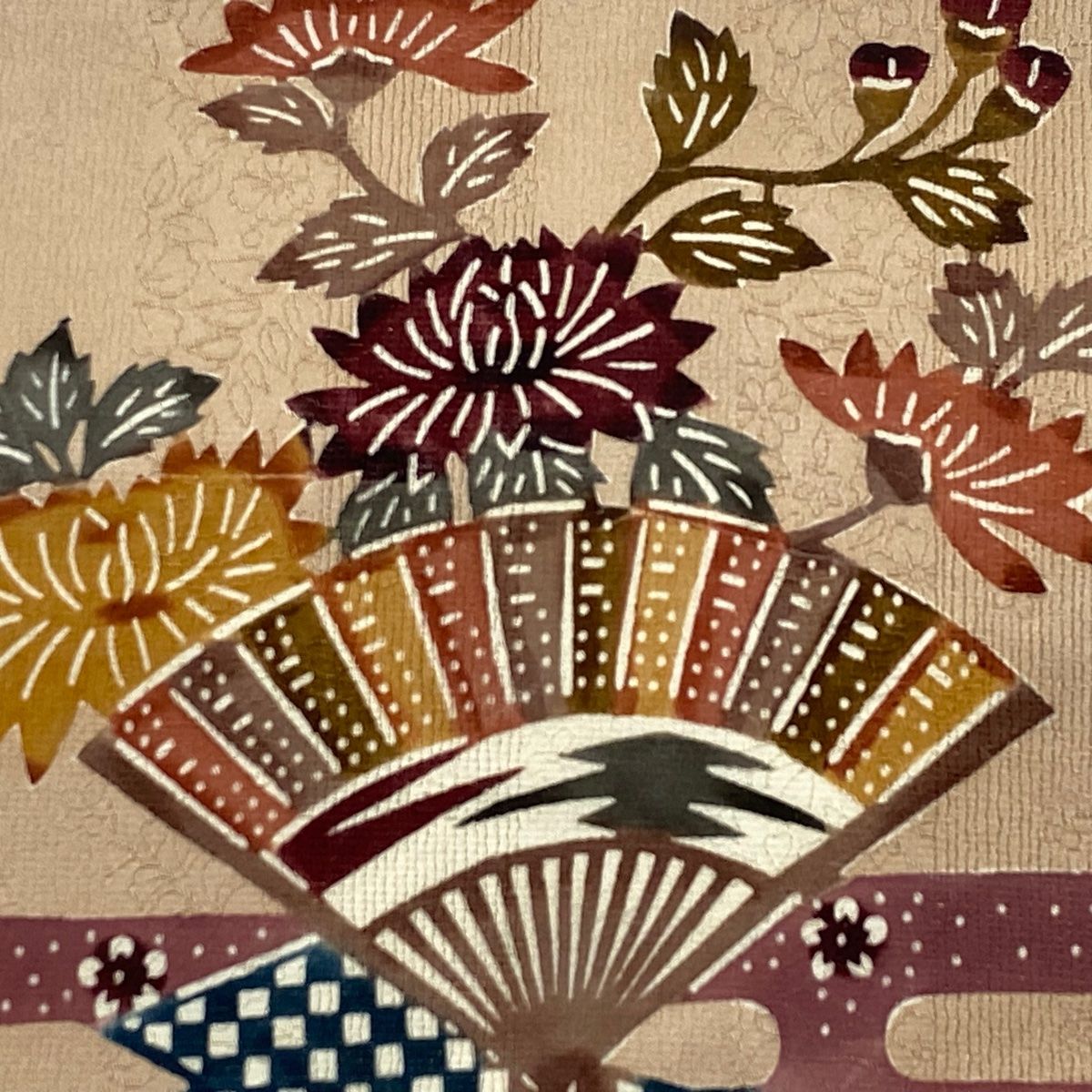 名古屋帯 秀品 扇 ヱ霞 金通し 薄茶色 正絹