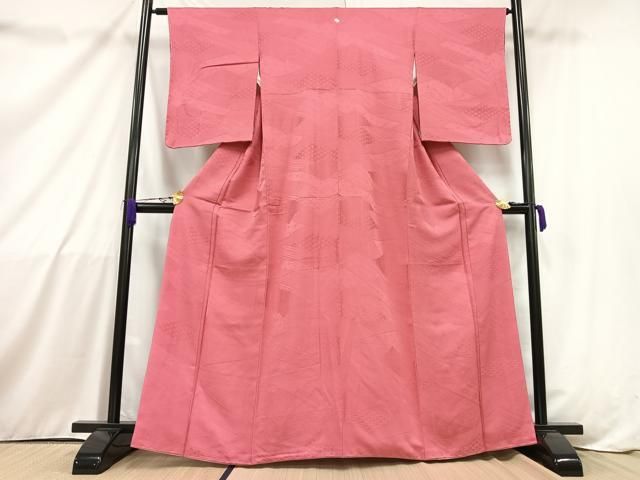 平和屋着物▽上質な色無地　単衣　紋意匠　桜色　正絹　逸品　AAAZ1678fy 平和屋着物▽上質な色無地 単衣 紋意匠 桜色 正絹 逸品 AAAZ1678fy