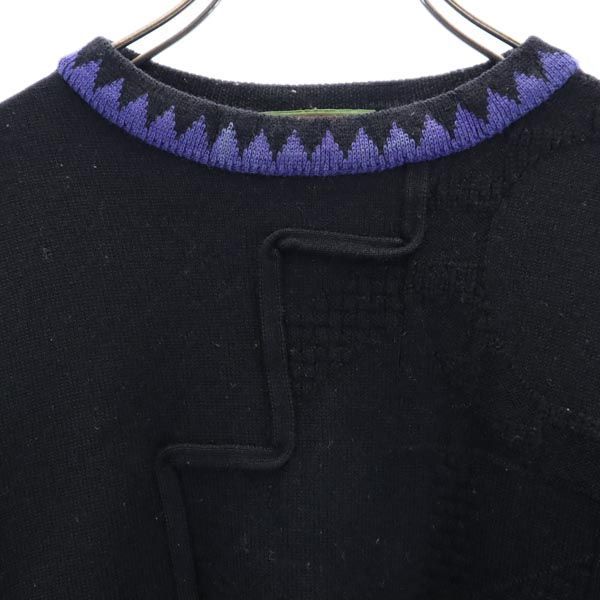 ケンゾー ウール100％ ロゴ刺繍 ゴルフニット 黒系 KENZO 長袖セーター ...