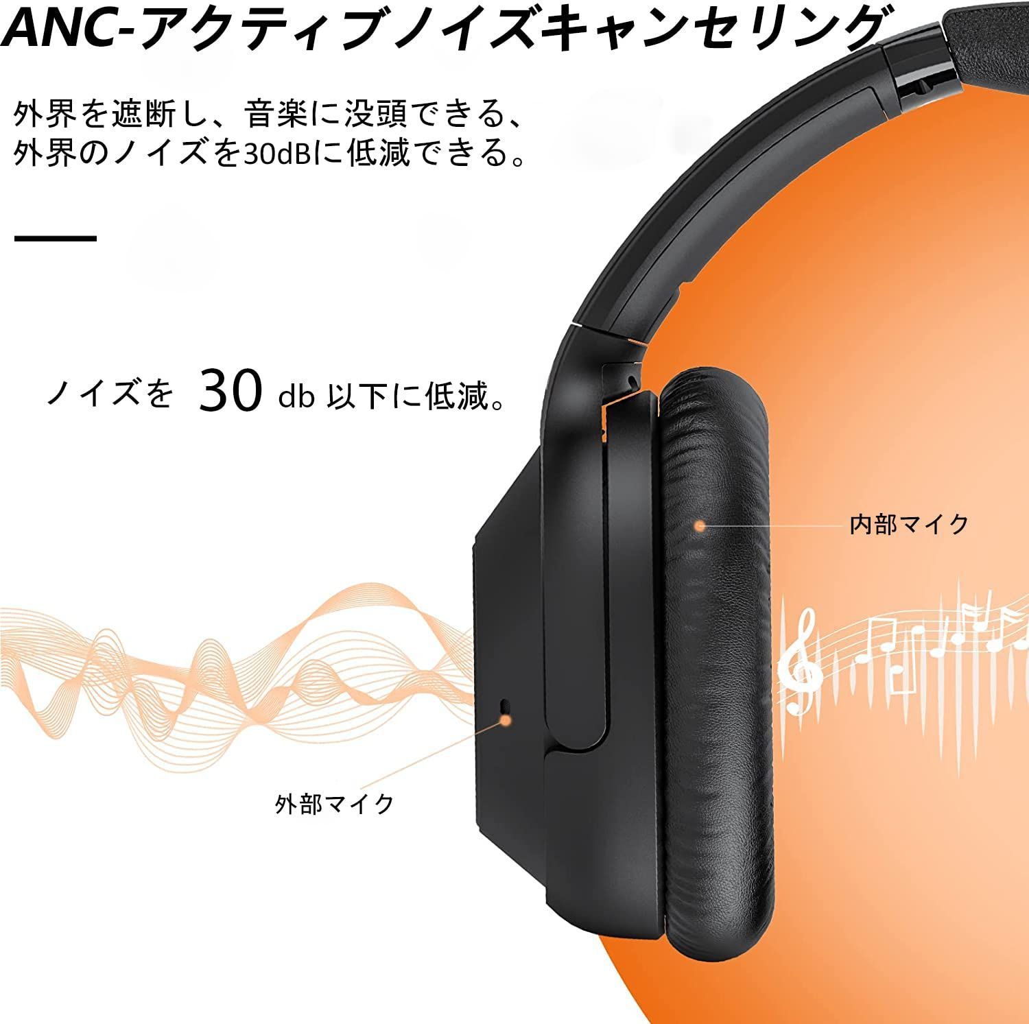 特価セール】、 マイク付き 無線 5MIC 3.5mm ANC 最大90時間連続再生