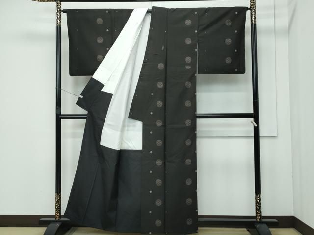 平和屋着物 上 本場大島紬 泥染め 9マルキ 青海波丸文 西村絹織物謹製 証紙付き ♥ CZAA3708s5