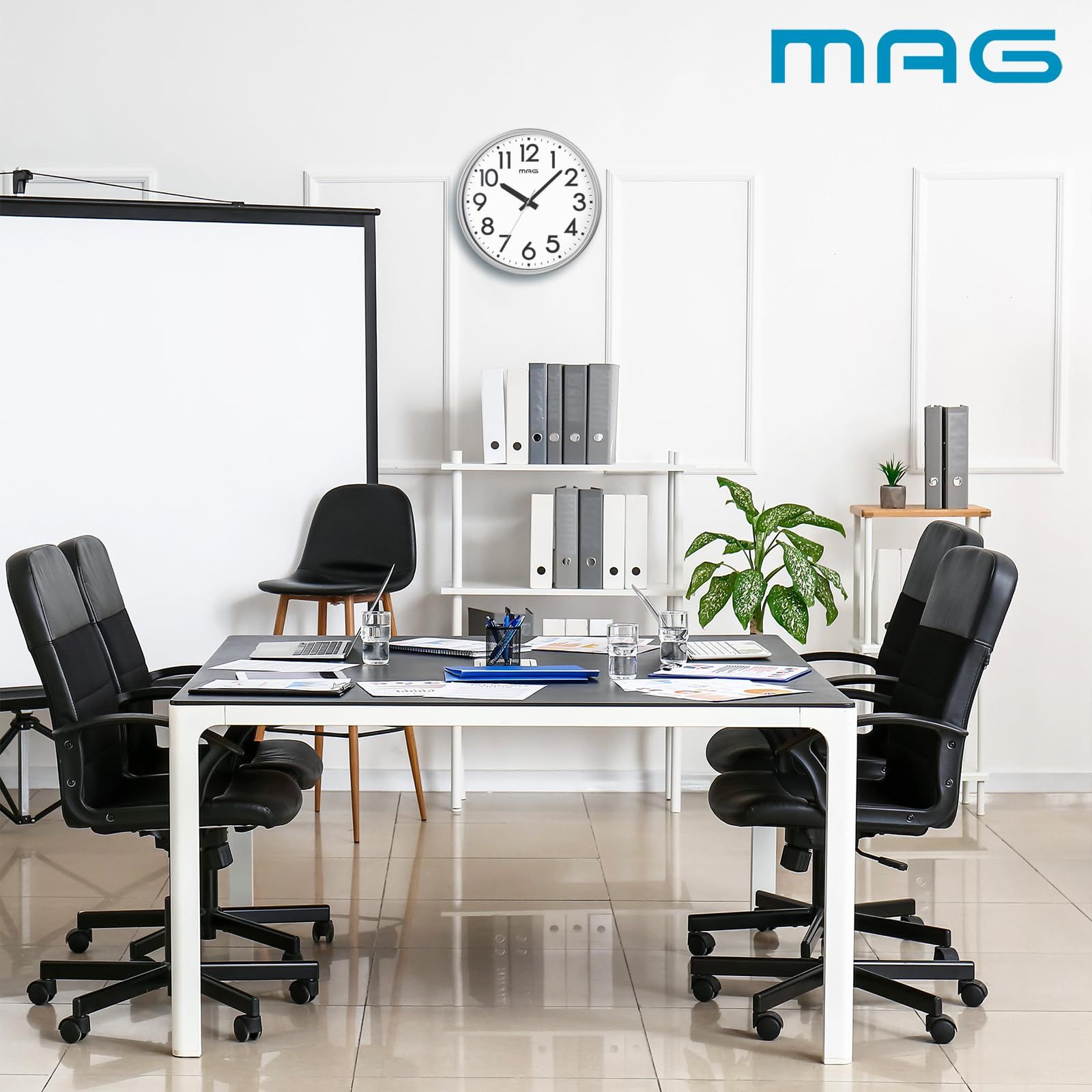 MAG マグ 掛け時計 壁掛け時計 オフィス 事務所 工場 倉庫 大型 大きい 直径50.0㎝ 防災 安全 プラスチック 軽量 アナログ 静音 連続秒針 電波時計じゃない シルバー メガタイム W-799A SM-Z ノア精密 NEXPOTALLINN_EU