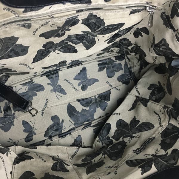 LONG CHAMP/ロンシャン トートバッグ〈黒/BLACK〉エナメル加工/bag〕菅 