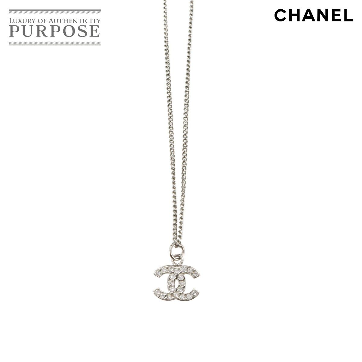 CHANEL ヴィンテージボタンネックレスシルバー保存袋付き891 正規品