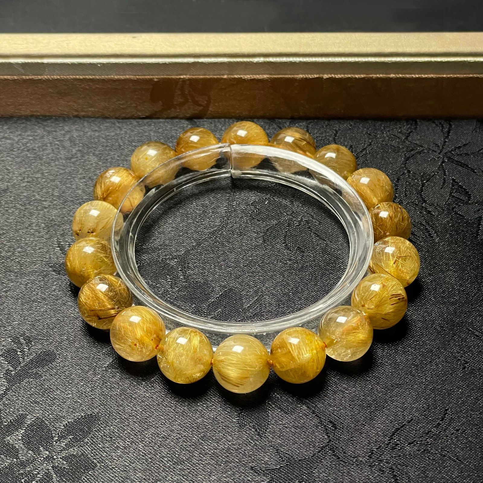 10 OFF EU製 ! 満針ルチルクォーツ ブレスレット パワーストーン 天然石 金運 お守り プレゼント2 10.3-11.1mm ZB9443