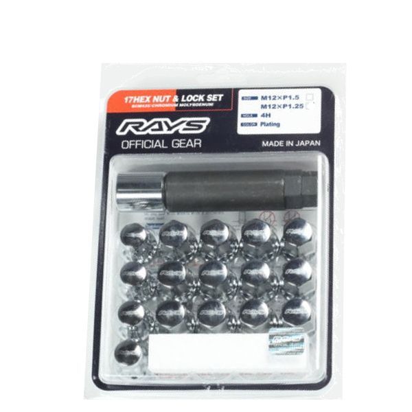 RAYS 17HEXロック-ナットセット 4ホール用 M12×1.25 CP メッキ 74082000003CP