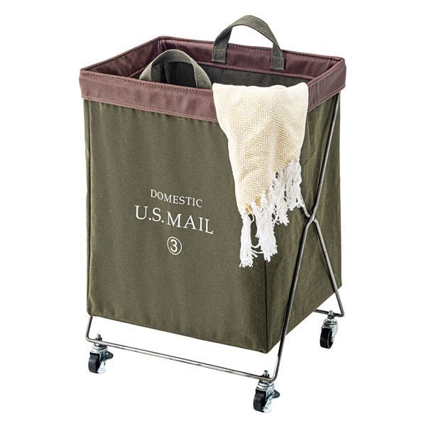 収納ボックス ランドリーバスケット 幅40cm グリーン キャスター付 折りたたみ スチール フォールディングバスケット 組立品 NEXPOTALLINN_EU