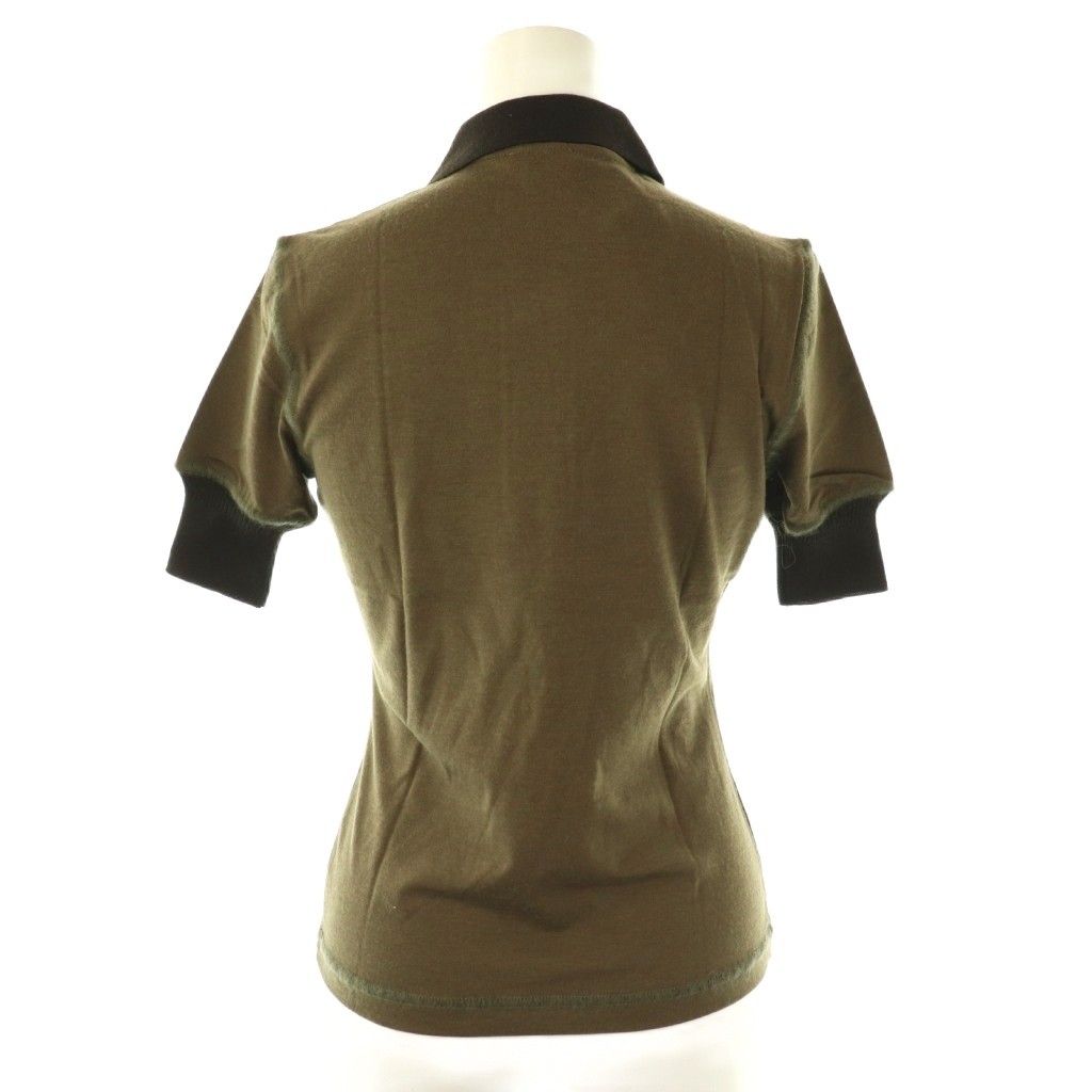 ミュウミュウ miumiu ニットポロシャツ 半袖 S カーキ |AT OS