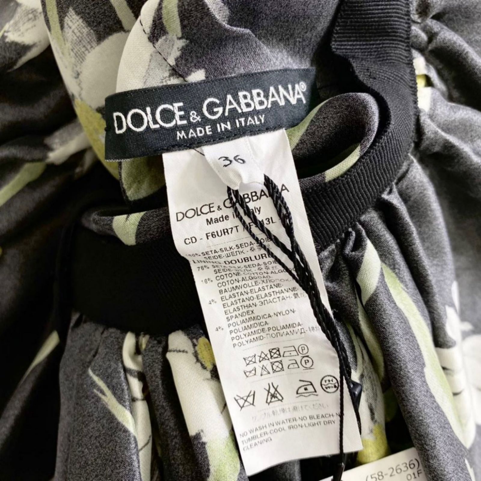 18e19 《極美品》 タグ付 イタリア製 DOLCEu0026GABBANA ドルチェアンドガッバーナ ノースリーブフラワーワンピース サイズ36 ブラック ドレス