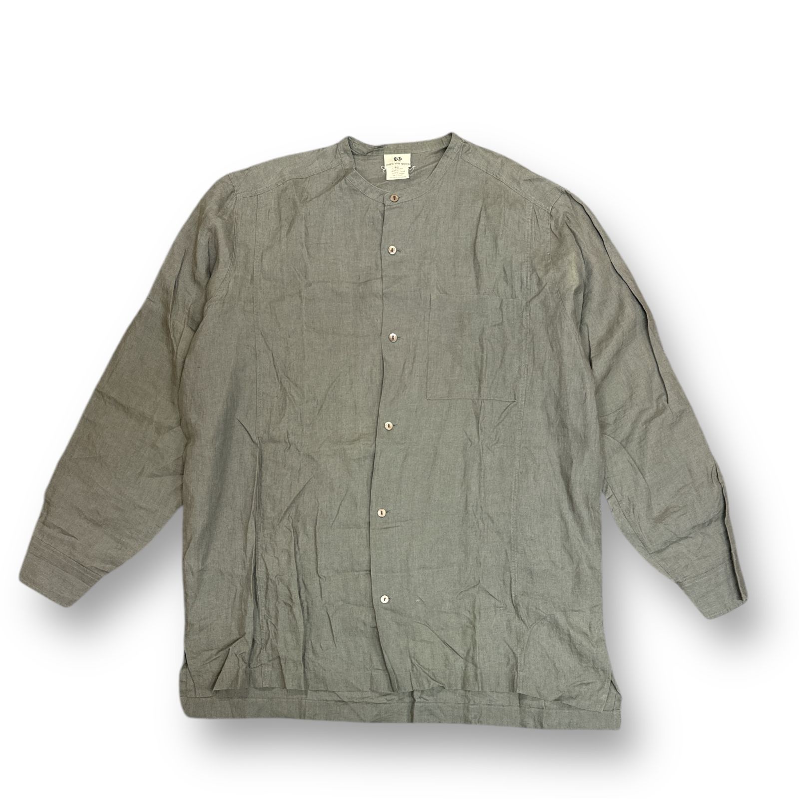 DRIES VAN NOTEN オーバーサイズノーカラーシャツ ロングスリーブ