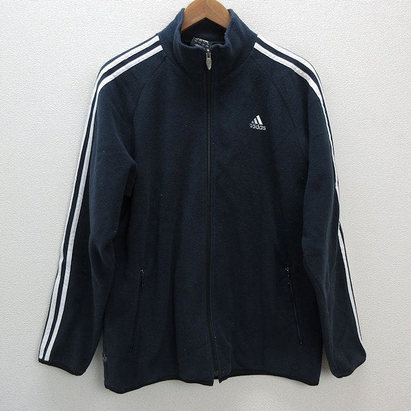 aアディダス/ADIDAS ロゴ刺繍 ジップアップ フリースジャケット 【L】紺/MENS/5【中古】