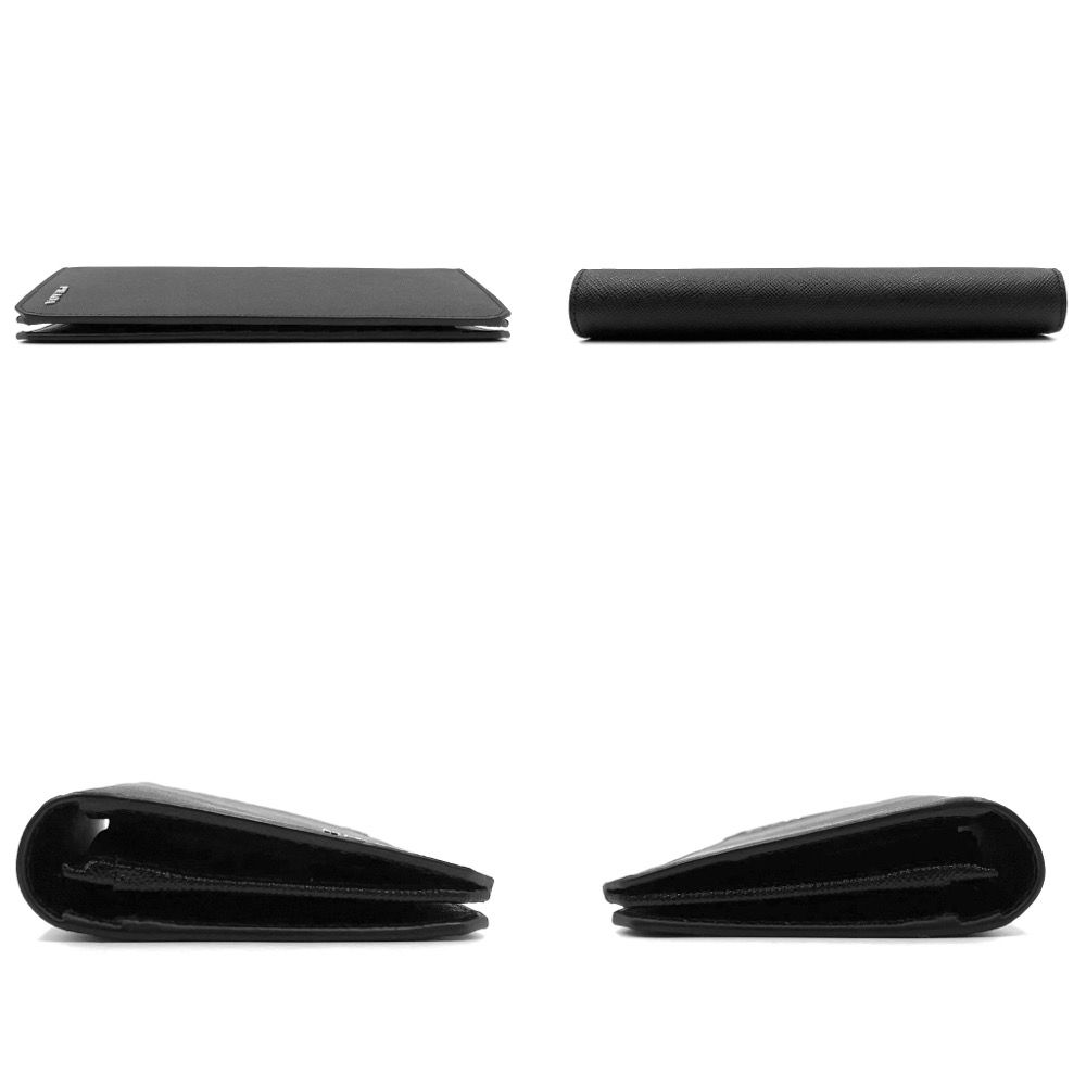 未使用 PRADA 二つ折り長財布 サフィアーノレザー ロゴ金具 2MV001