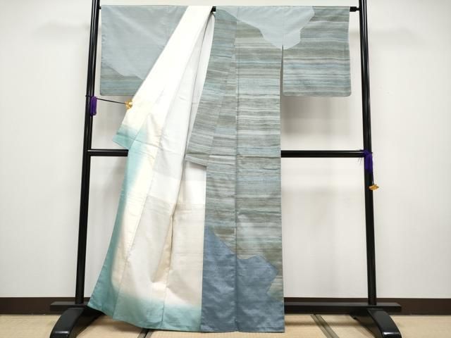 平和屋本店□極上 紅花紬 米沢 訪問着 作家物 切嵌文 逸品 未使用