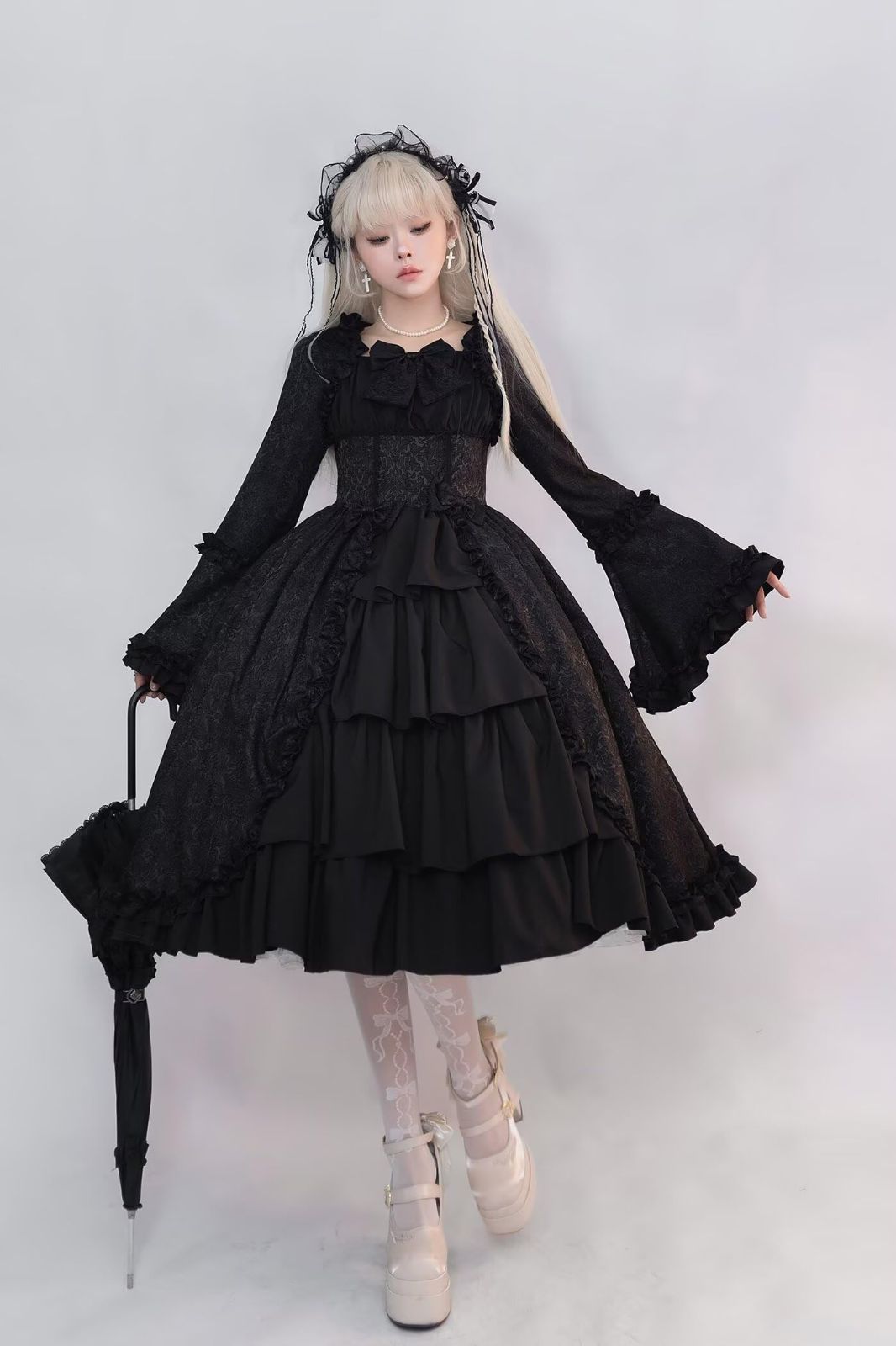 【在庫処分】甘ロリ お嬢様 大きいサイズ フリル 長袖 衣装 演出用 撮影 中世風衣装 姫 コスプレ ワンピース cosplay ゴスロリ lolita [Yucahype] レース