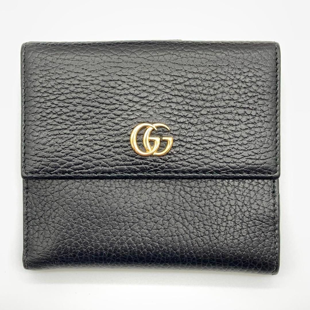 ♢極美品・程度良好♢ グッチ GG GGマーモント 財布 折り財布 黒 