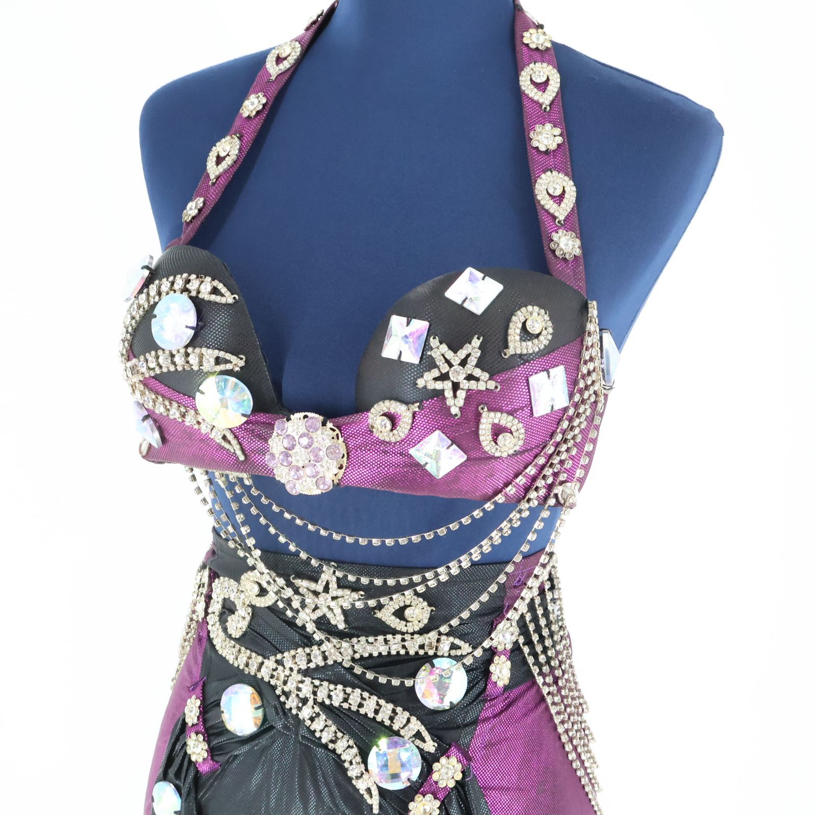 ベリーダンス用 オリエンタル衣装】ブラック×パープル