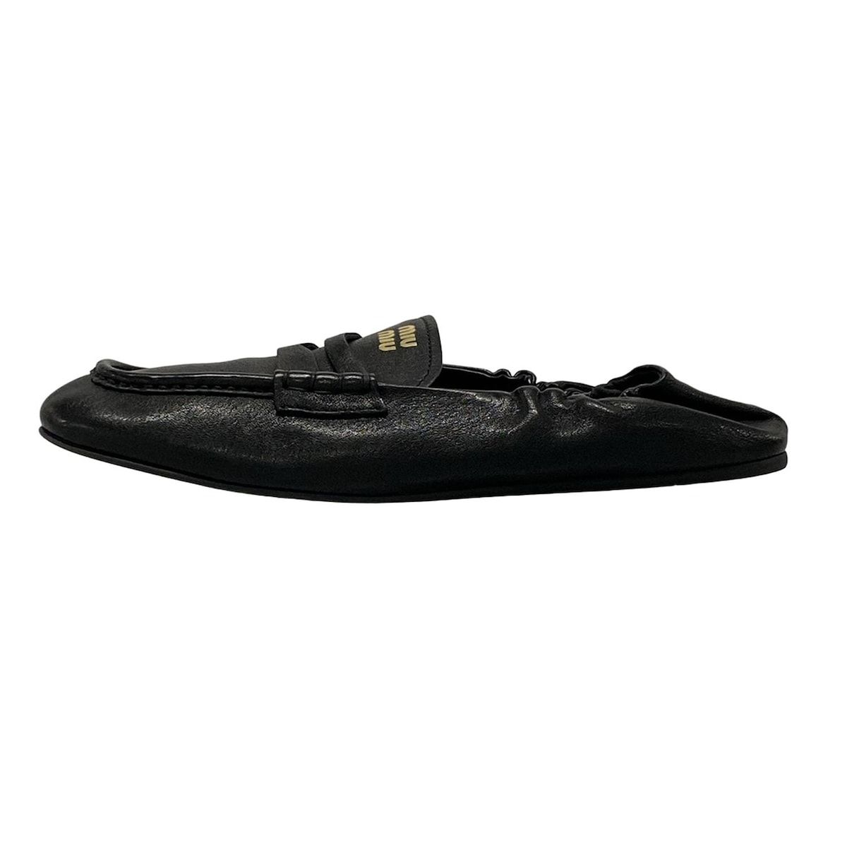 ミュウミュウ　ローファー　黒　35.5 MIU MIU ミュウミュウ レザー Penny Loafers ペニー ローファー