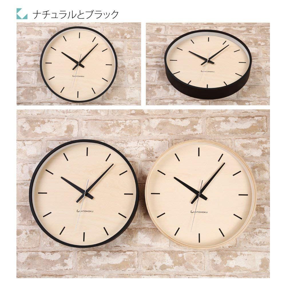 大特価】KATOMOKU plywood wall clock ブラック 電波時計 連続秒針 km