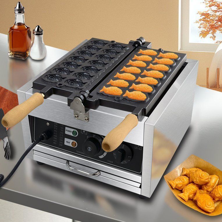 業務用14穴ミニたい焼き机電ホットちくわ製作設備両面膨化机加熱