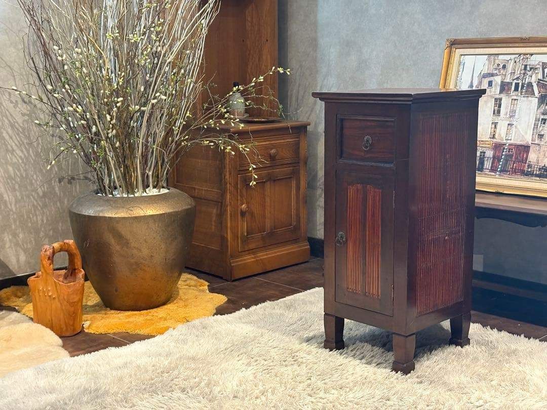 アジアン コンソール バンブー 電話台 ファックス台 アンティーク IZ