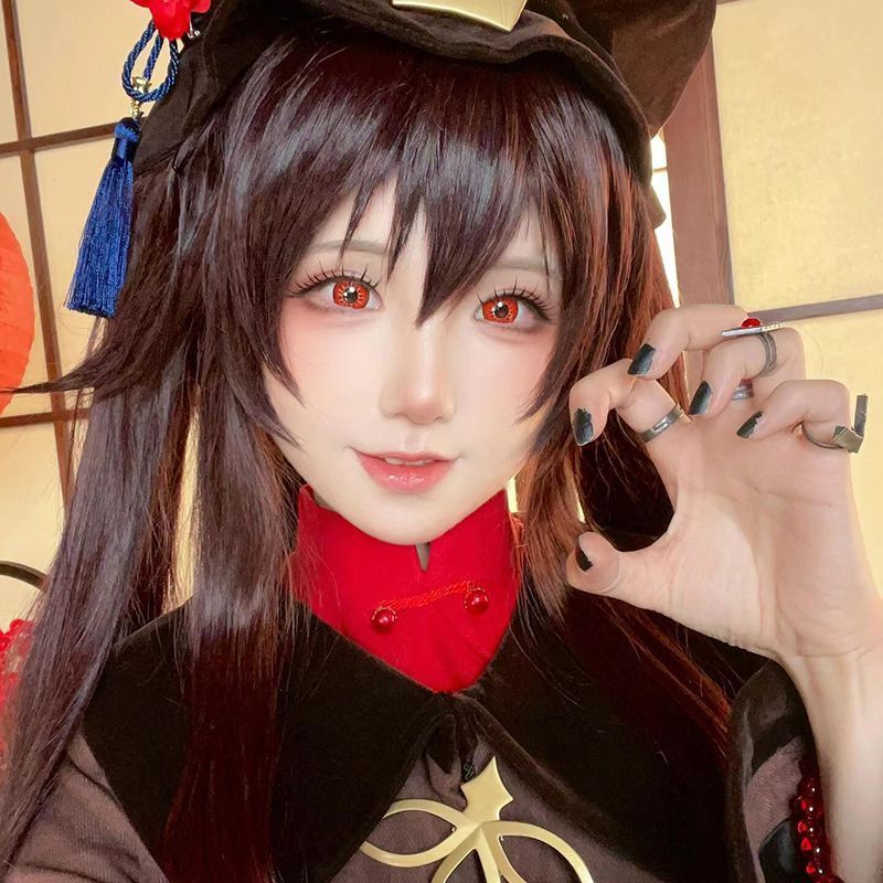 原神 コスプレウィッグ 胡桃 ツインテール ロングストレート ツートン