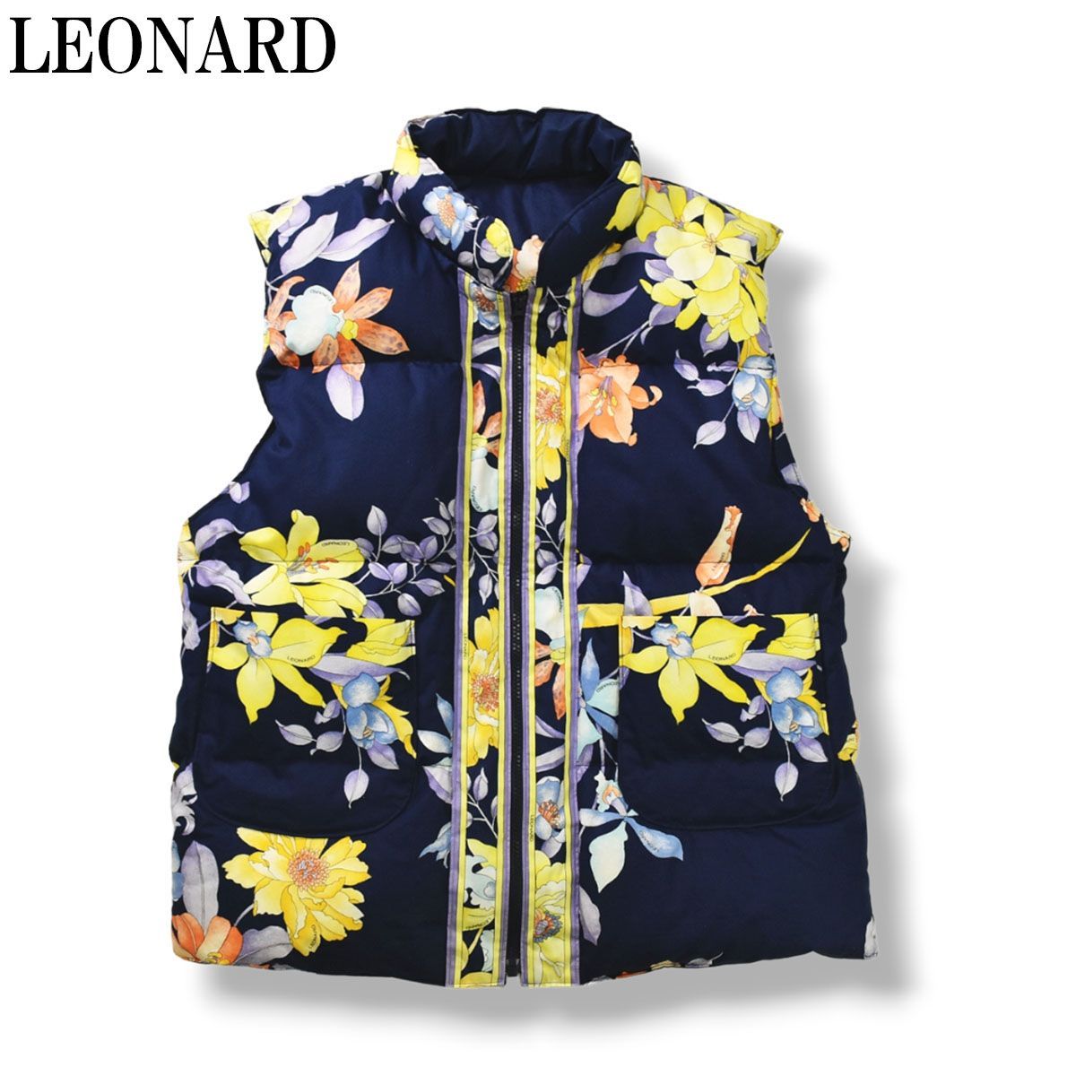 LEONARD FASHION レオナール ファッション ダウンベスト 花柄 白 LEONARD 花柄 ダウンベスト レオナール LEONARD FASHION 花柄 ダウン