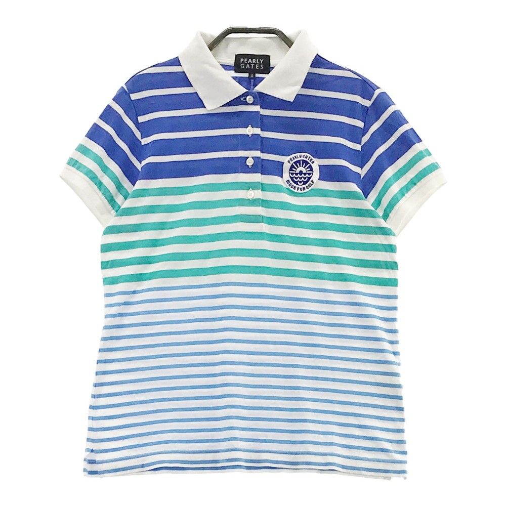 パーリーゲイツ ボーダーポロシャツ 0 KAZEメッシュ半袖ポロシャツ ＜ロゴボーダー柄＞ | PEARLY GATES