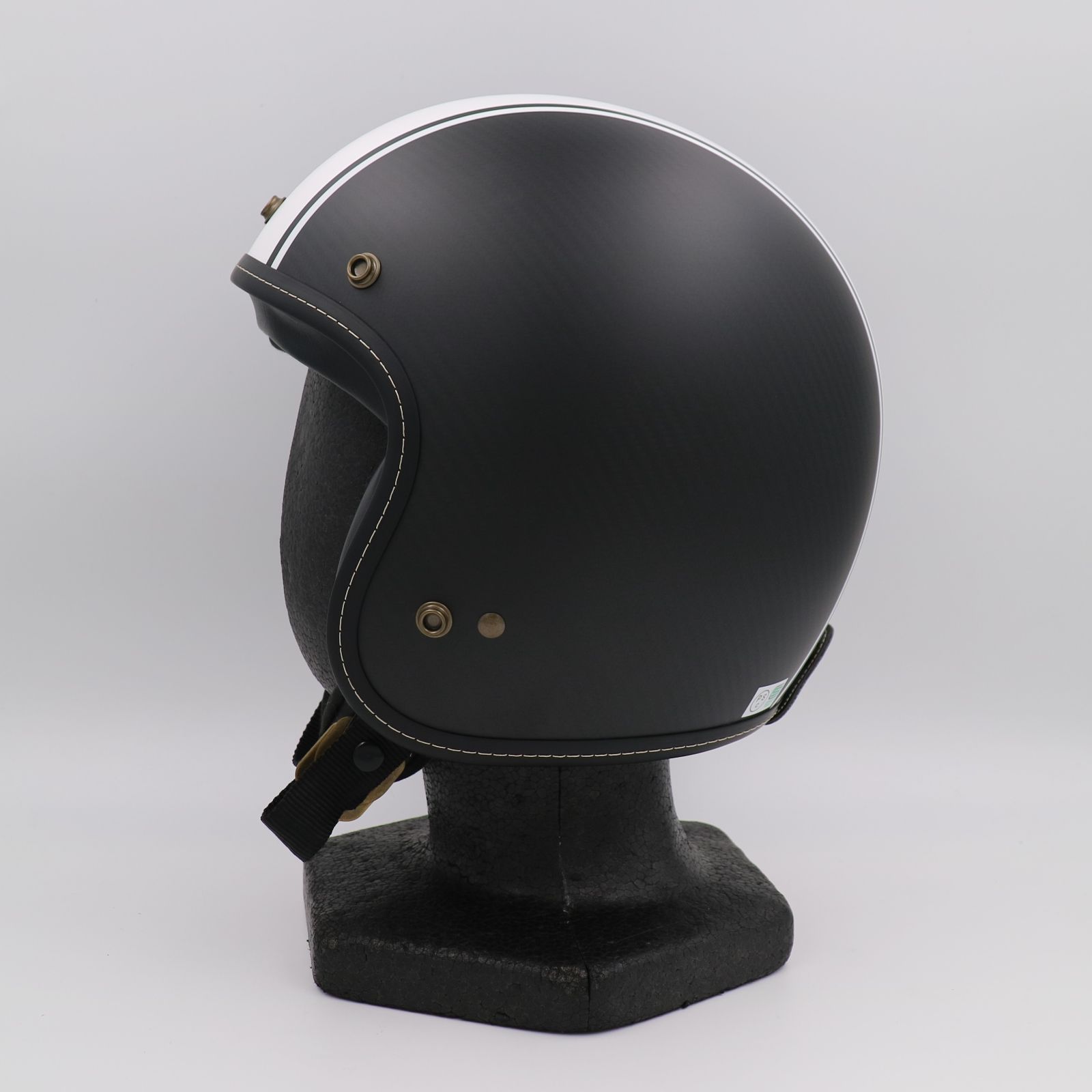 ZEALOT フライボーイジェット2 CARBON HYBRID STD MATT GRAPHIC WHITE STRIPE|BLACK Lサイズ FJ0020 ジェットヘルメット