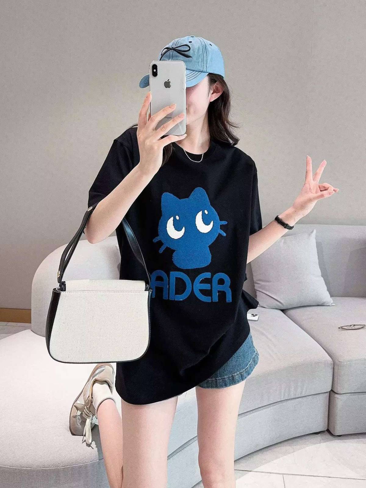 値下!!!新品 アーダーエラー ADERERROR Tシャツ 男女兼用半袖 韓国Tシャツ  ブラック