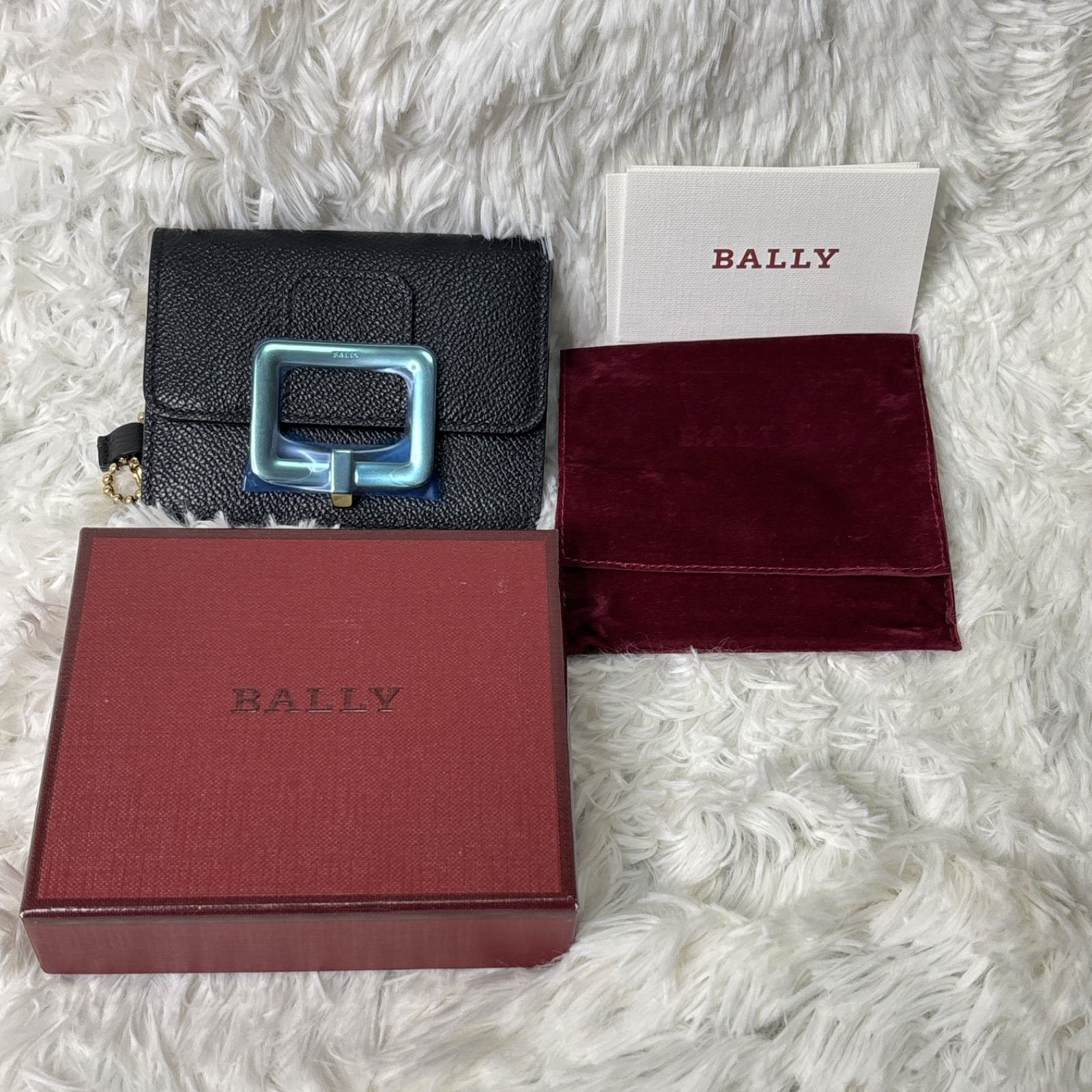 新品 BALLY 黒レザー 名刺入れ カードケース ゴールド金具 チェーン 