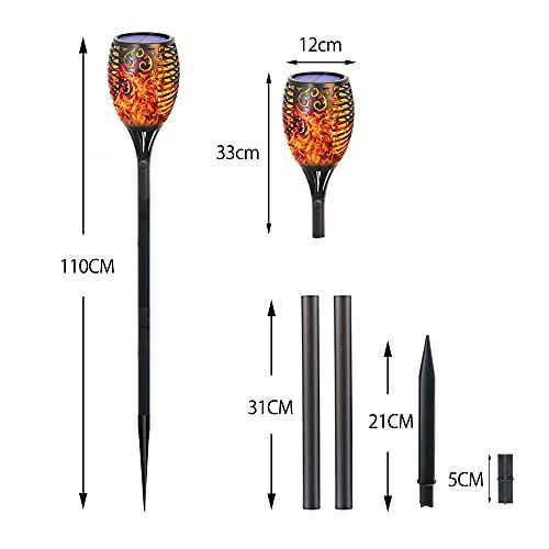 GLOWDAWN ソーラーライト 屋外 炎ライト ソーラートーチライト 96電球