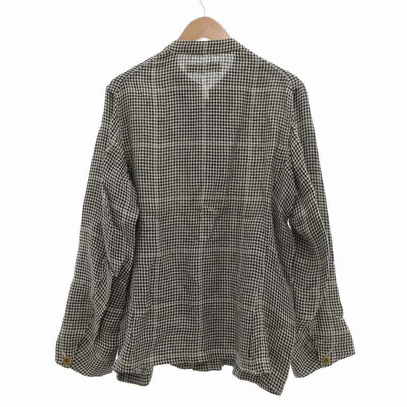 ハバーサック HAVERSACK シャツジャケット 麻 リネン 千鳥格子 L