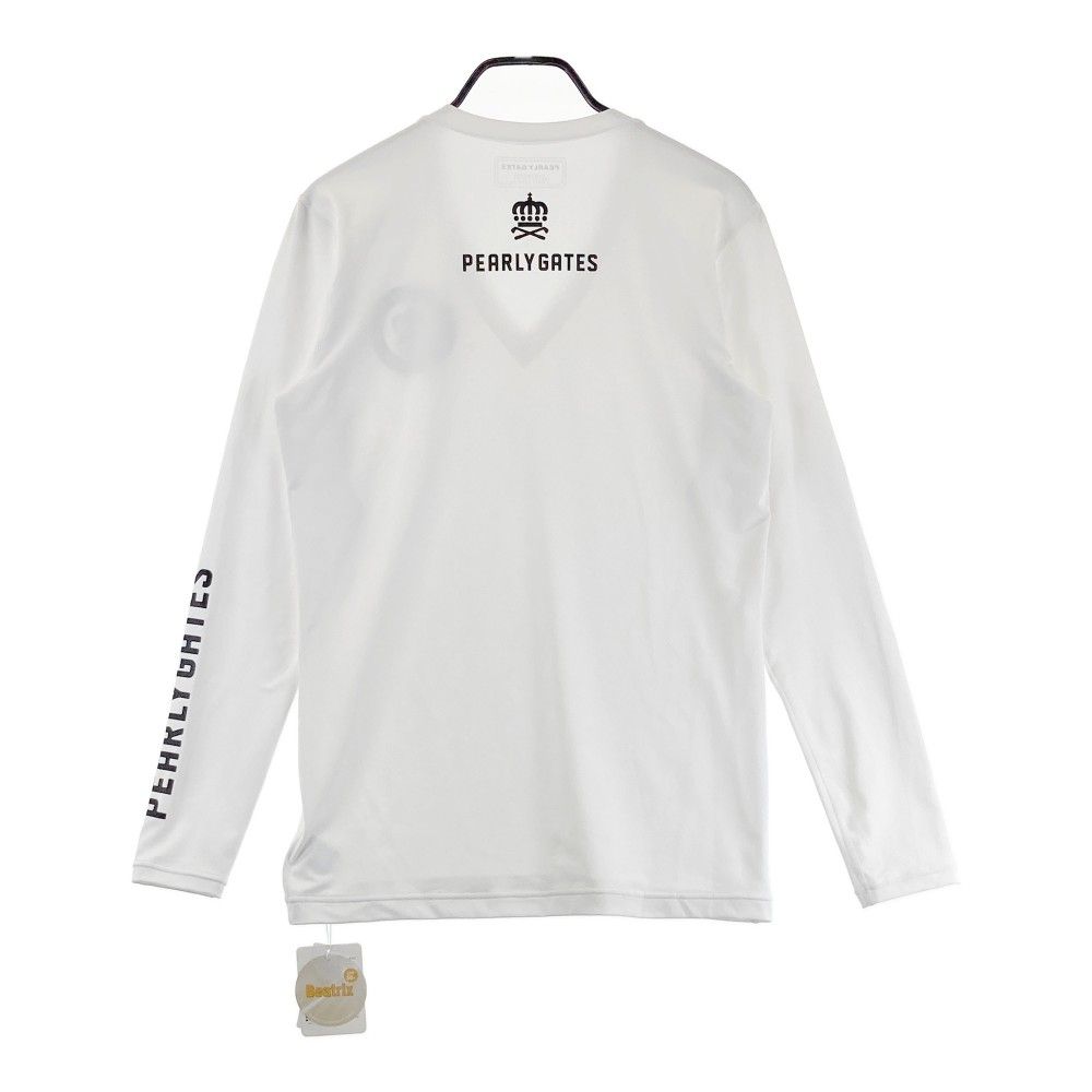 サイズ：6 PEARLY GATES パーリーゲイツ 2023年 長袖ハイネックTシャツ  ホワイト系 [240101426999] ゴルフウェア メンズ ストスト サイズ：6 PEARLY GATES パーリーゲイツ Vネック 長袖インナーT