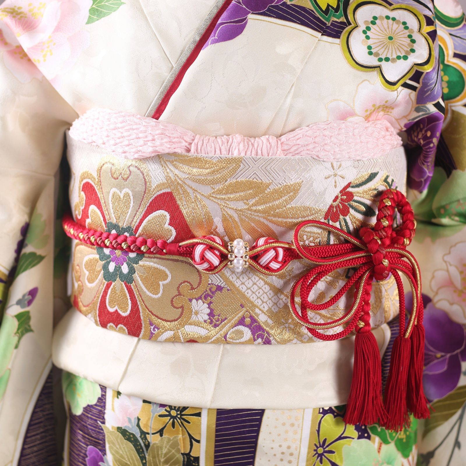 振袖フルセット 振袖セット 振袖 LLサイズ  今田美桜 クリーム×レトロモダン 美品 成人式 着物 晴れ着 7点フルセット F-231 振袖フルセット 振袖セット 振袖 LLサイズ 今田美桜 クリーム×レトロ
