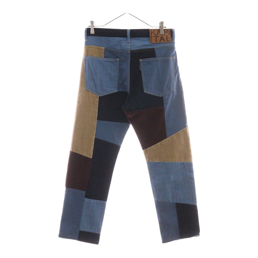 KAPITAL (キャピタル) 総柄コーデュロイ切替 パッチワークデニムパンツ