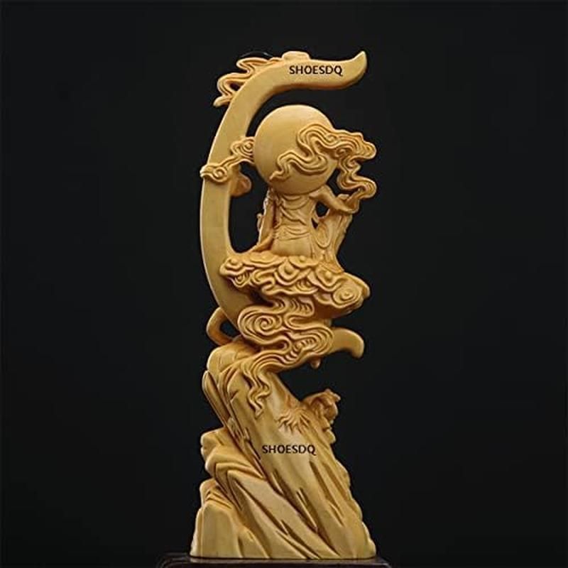 仏教美術 木彫 水月観音菩薩像 仏像 Amazon｜木彫りの仏像 水月観音 菩薩 （総高52cm幅37cm奥行