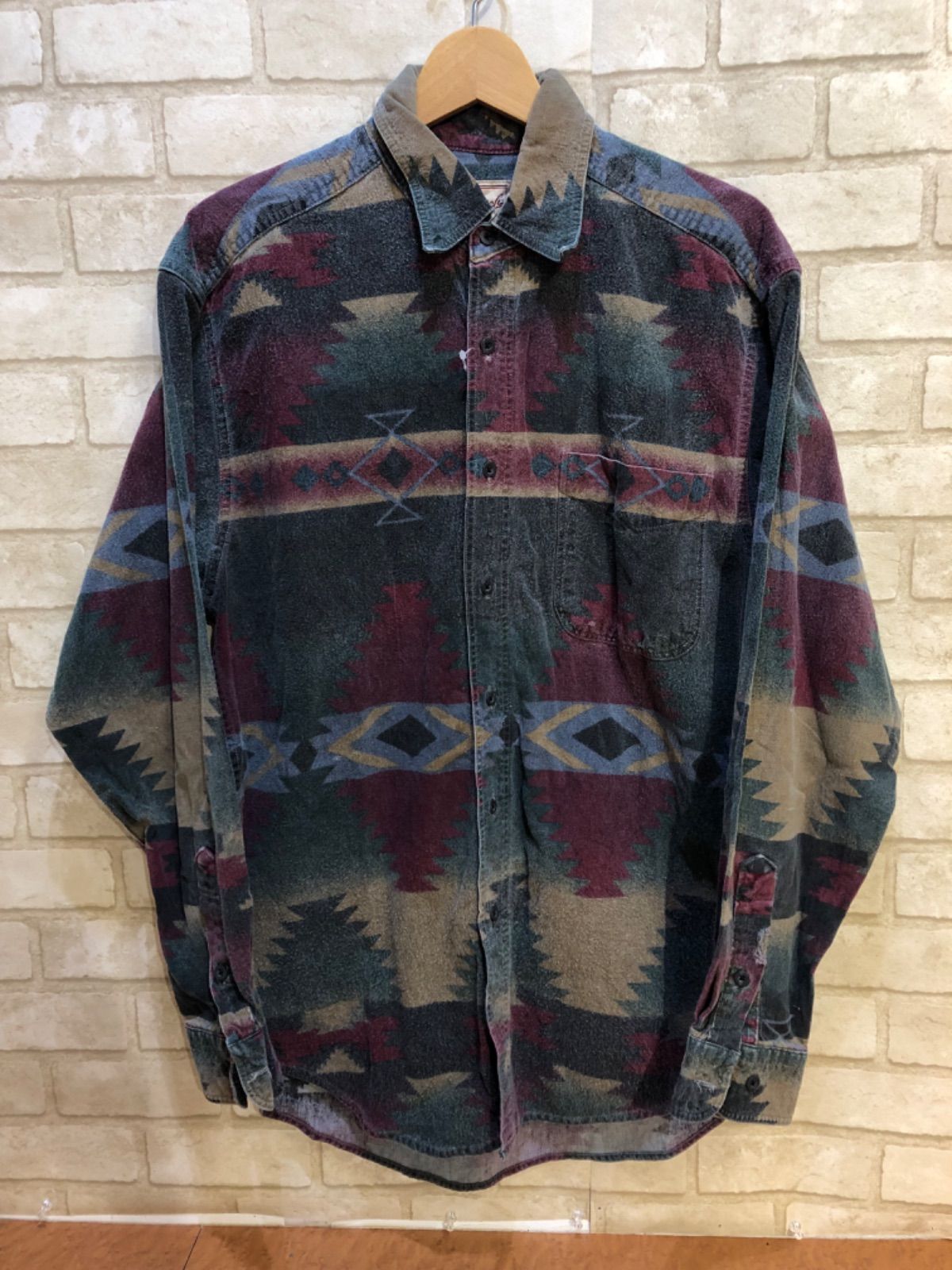 90’s Woolrich USA製 ネイティブ柄 シャモアクロスシャツ ウールリッチ