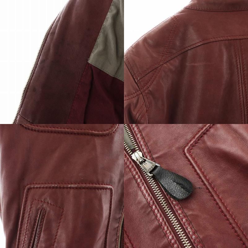 ディーゼル DIESEL ライダースジャケット シングル 羊革 ラムレザー M