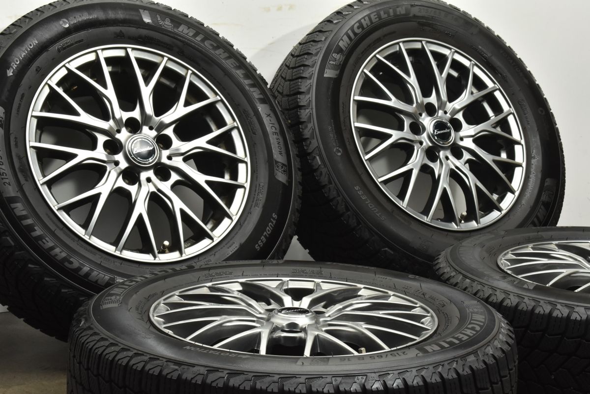 バリ溝 エクシーダー 16in 6.5J 38 PCD114.3 ミシュラン X-ICE SNOW 215 65R16 アルファード カローラクロス エクストレイル