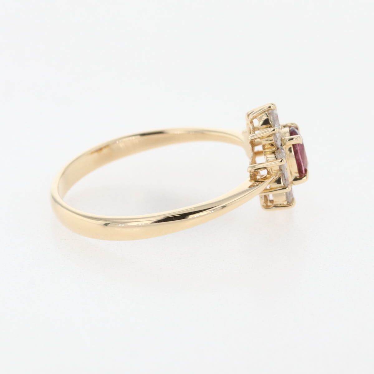 ルビー デザインリング YG イエローゴールド 指輪 メレダイヤ