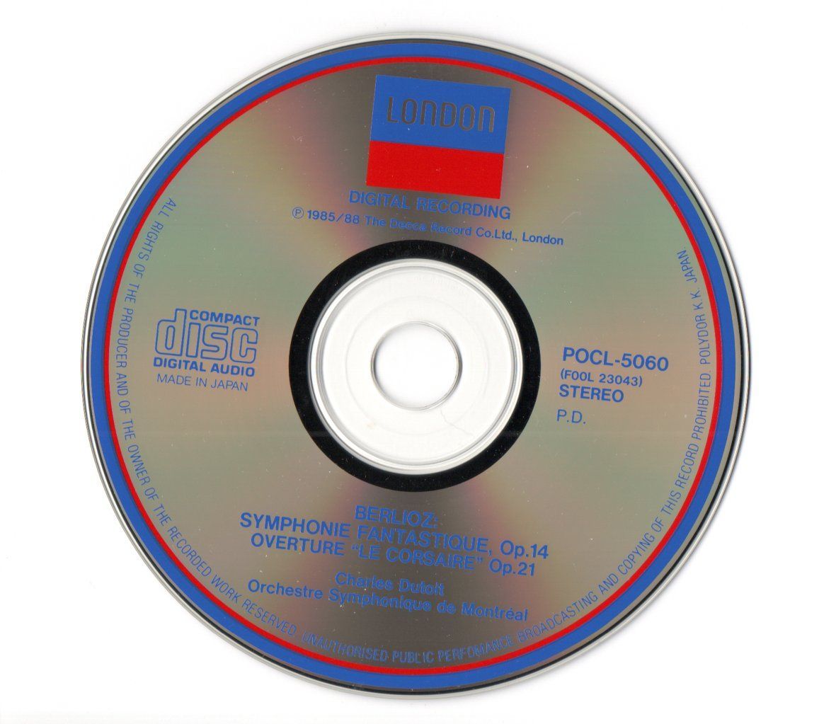 CD ベルリオーズ:幻想交響曲 デュトワ指揮 モントリオール交響楽団