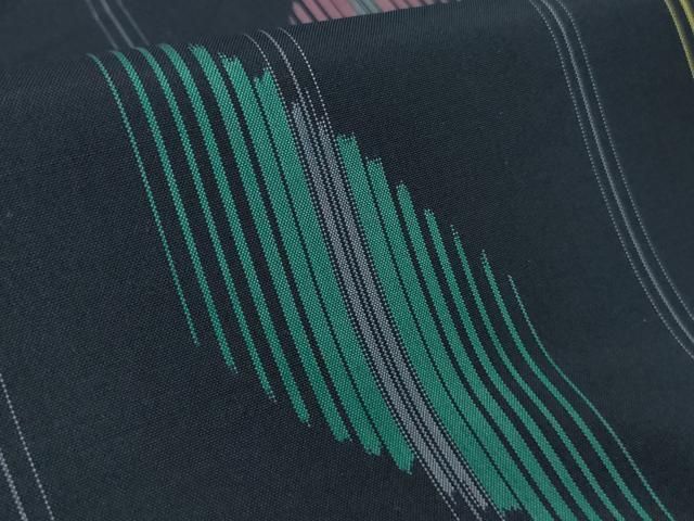 平和屋着物□極上 正絹絣 きじま銘仙 紬 単衣 木島織物謹製 証紙付き  